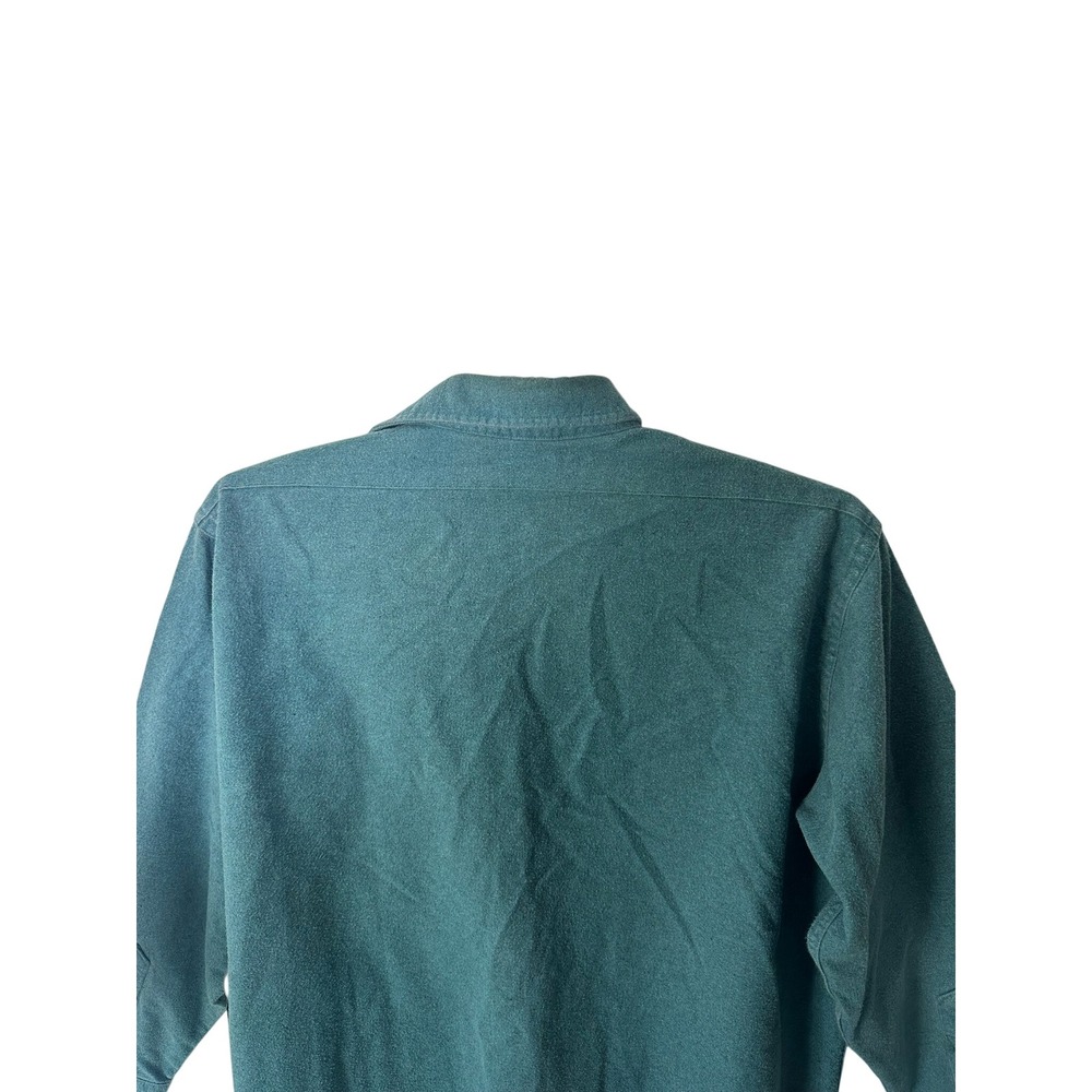 LL Bean Vintage 17.5 Tall Chamois Cloth Shirt Style 1612 Mens Teal Long Sleeve - Picture 6 of 9